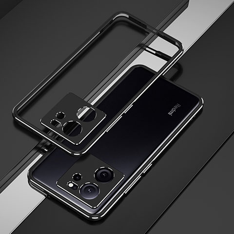 Handyhülle Hülle Luxus Aluminium Metall Rahmen Tasche für Xiaomi Mi 13T 5G Schwarz