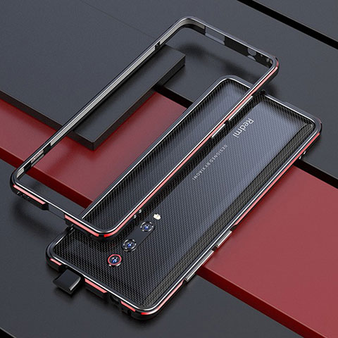 Handyhülle Hülle Luxus Aluminium Metall Rahmen Tasche für Xiaomi Mi 9T Rot und Schwarz