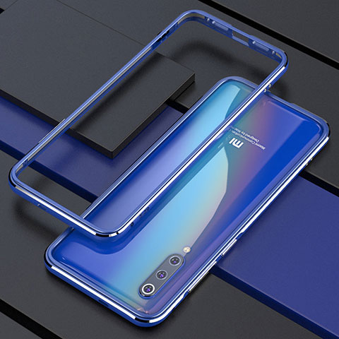 Handyhülle Hülle Luxus Aluminium Metall Rahmen Tasche für Xiaomi Mi A3 Lite Blau