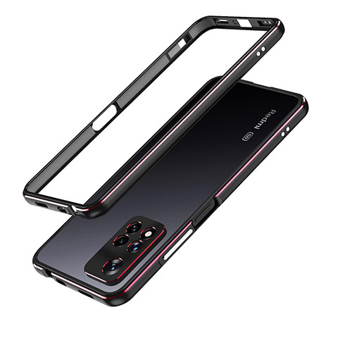 Handyhülle Hülle Luxus Aluminium Metall Rahmen Tasche für Xiaomi Poco X4 NFC Rot und Schwarz