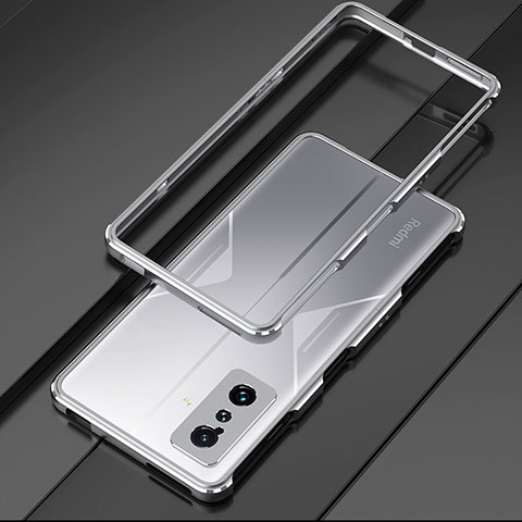 Handyhülle Hülle Luxus Aluminium Metall Rahmen Tasche für Xiaomi Redmi K50 Gaming 5G Silber