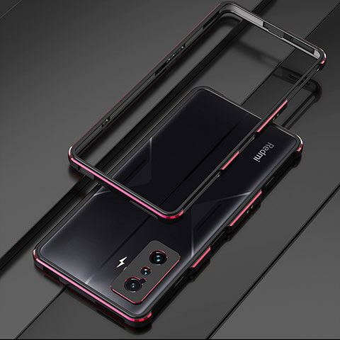 Handyhülle Hülle Luxus Aluminium Metall Rahmen Tasche für Xiaomi Redmi K50 Gaming AMG F1 5G Rot und Schwarz