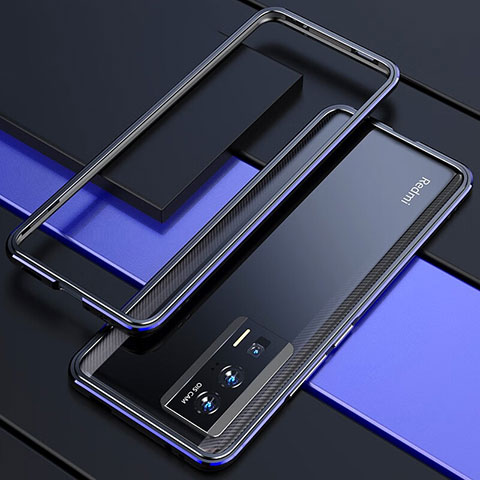 Handyhülle Hülle Luxus Aluminium Metall Rahmen Tasche für Xiaomi Redmi K60 Pro 5G Blau und Schwarz