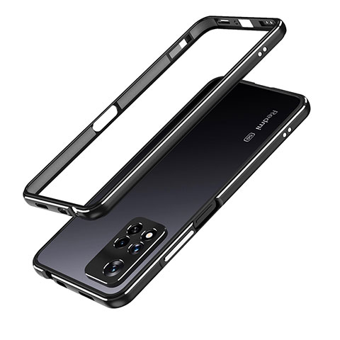 Handyhülle Hülle Luxus Aluminium Metall Rahmen Tasche für Xiaomi Redmi Note 11 Pro+ Plus 5G Schwarz