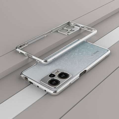 Handyhülle Hülle Luxus Aluminium Metall Rahmen Tasche für Xiaomi Redmi Note 12 Turbo 5G Silber