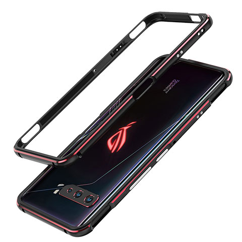 Handyhülle Hülle Luxus Aluminium Metall Rahmen Tasche JZ1 für Asus ROG Phone 3 Rot und Schwarz