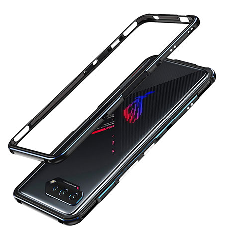 Handyhülle Hülle Luxus Aluminium Metall Rahmen Tasche JZ1 für Asus ROG Phone 5s Blau und Schwarz
