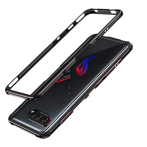 Handyhülle Hülle Luxus Aluminium Metall Rahmen Tasche JZ1 für Asus ROG Phone 5s Pro Rot und Schwarz