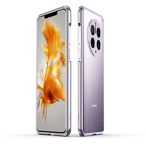 Handyhülle Hülle Luxus Aluminium Metall Rahmen Tasche JZ1 für Huawei Mate 50 Pro Helles Lila