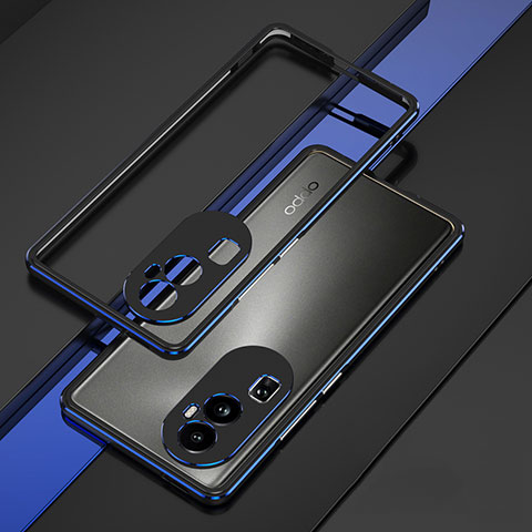 Handyhülle Hülle Luxus Aluminium Metall Rahmen Tasche JZ1 für Oppo Reno10 Pro+ Plus 5G Blau und Schwarz