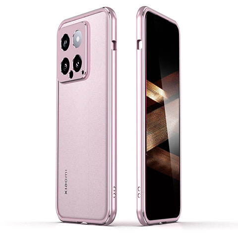 Handyhülle Hülle Luxus Aluminium Metall Rahmen Tasche JZ1 für Xiaomi Mi 14 Pro 5G Rosegold