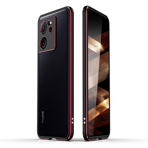 Handyhülle Hülle Luxus Aluminium Metall Rahmen Tasche JZ1 für Xiaomi Redmi K60 Ultra 5G Rot und Schwarz