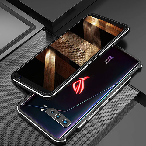 Handyhülle Hülle Luxus Aluminium Metall Rahmen Tasche JZ2 für Asus ROG Phone 3 Silber und Schwarz