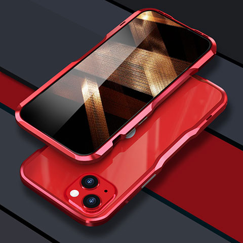 Handyhülle Hülle Luxus Aluminium Metall Rahmen Tasche LF1 für Apple iPhone 15 Rot