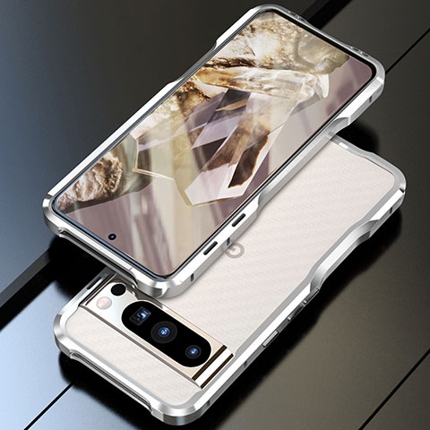 Handyhülle Hülle Luxus Aluminium Metall Rahmen Tasche LF1 für Google Pixel 8 Pro 5G Silber