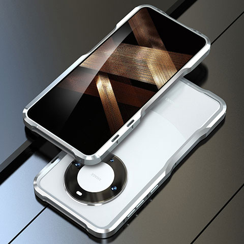 Handyhülle Hülle Luxus Aluminium Metall Rahmen Tasche LF1 für Huawei Mate 60 Pro+ Plus Silber