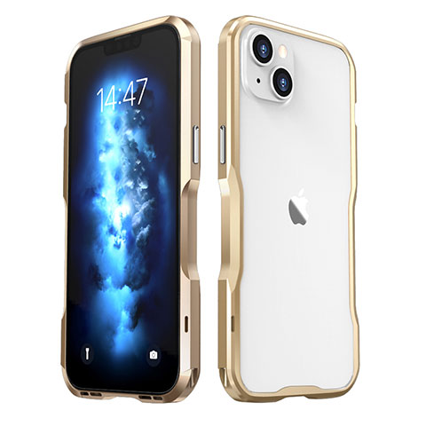 Handyhülle Hülle Luxus Aluminium Metall Rahmen Tasche LF2 für Apple iPhone 14 Plus Gold