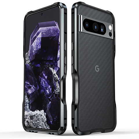 Handyhülle Hülle Luxus Aluminium Metall Rahmen Tasche LF2 für Google Pixel 8 Pro 5G Schwarz