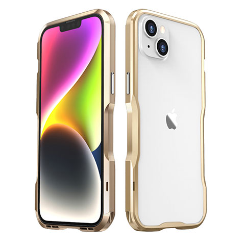 Handyhülle Hülle Luxus Aluminium Metall Rahmen Tasche LF3 für Apple iPhone 13 Gold