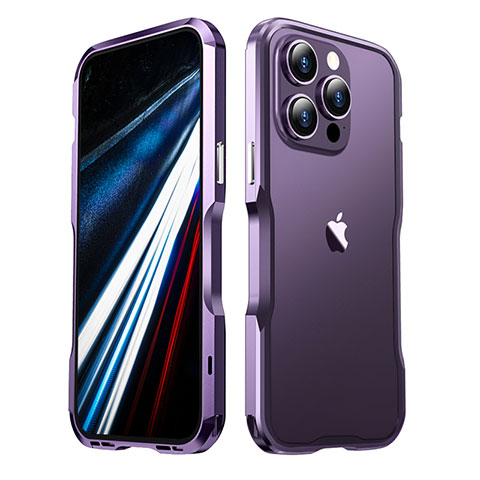 Handyhülle Hülle Luxus Aluminium Metall Rahmen Tasche LF3 für Apple iPhone 13 Pro Max Violett