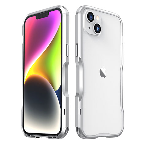 Handyhülle Hülle Luxus Aluminium Metall Rahmen Tasche LF3 für Apple iPhone 13 Silber