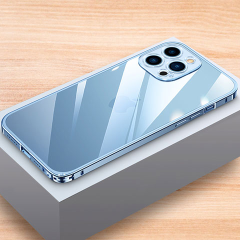 Handyhülle Hülle Luxus Aluminium Metall Rahmen Tasche LK1 für Apple iPhone 16 Pro Blau