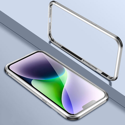 Handyhülle Hülle Luxus Aluminium Metall Rahmen Tasche LK2 für Apple iPhone 13 Silber