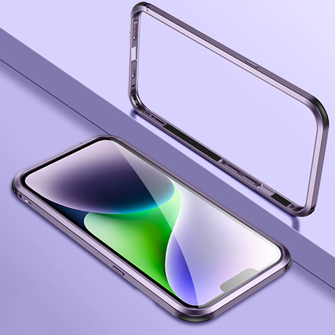 Handyhülle Hülle Luxus Aluminium Metall Rahmen Tasche LK2 für Apple iPhone 13 Violett