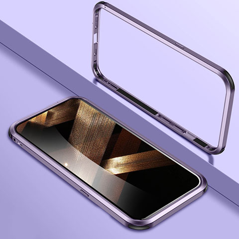 Handyhülle Hülle Luxus Aluminium Metall Rahmen Tasche LK2 für Apple iPhone 15 Violett