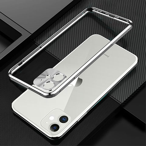 Handyhülle Hülle Luxus Aluminium Metall Rahmen Tasche N01 für Apple iPhone 12 Silber