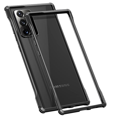 Handyhülle Hülle Luxus Aluminium Metall Rahmen Tasche N01 für Samsung Galaxy Note 20 Ultra 5G Schwarz