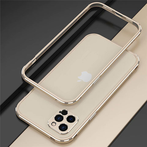 Handyhülle Hülle Luxus Aluminium Metall Rahmen Tasche N02 für Apple iPhone 12 Pro Max Gold