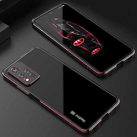 Handyhülle Hülle Luxus Aluminium Metall Rahmen Tasche S01 für Xiaomi Mi 11i 5G (2022) Rot und Schwarz