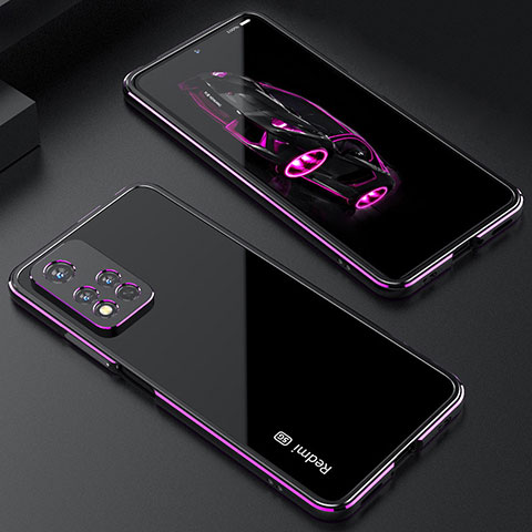 Handyhülle Hülle Luxus Aluminium Metall Rahmen Tasche S01 für Xiaomi Poco X4 NFC Violett