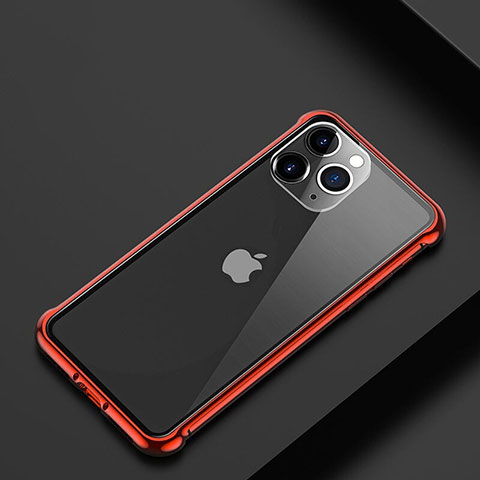 Handyhülle Hülle Luxus Aluminium Metall Rahmen Tasche T01 für Apple iPhone 11 Pro Max Rot