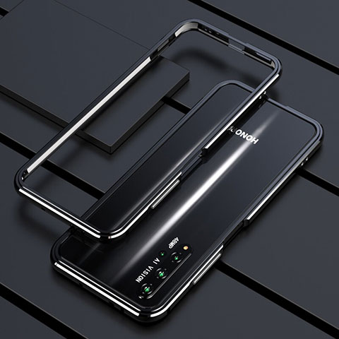 Handyhülle Hülle Luxus Aluminium Metall Rahmen Tasche T01 für Huawei Honor 20S Schwarz