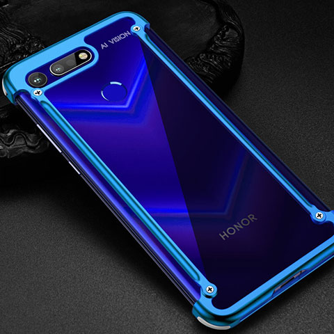 Handyhülle Hülle Luxus Aluminium Metall Rahmen Tasche T01 für Huawei Honor V20 Blau