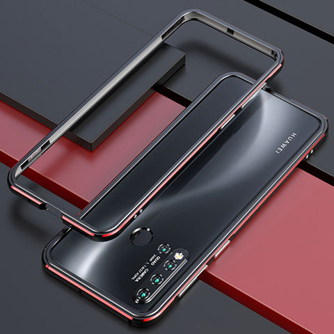 Handyhülle Hülle Luxus Aluminium Metall Rahmen Tasche T01 für Huawei Nova 5i Rot und Schwarz