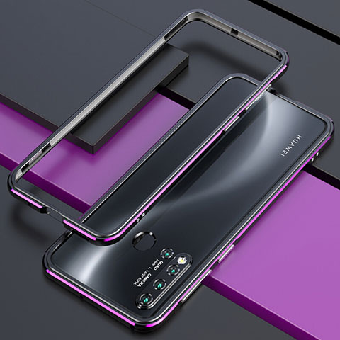 Handyhülle Hülle Luxus Aluminium Metall Rahmen Tasche T01 für Huawei P20 Lite (2019) Violett