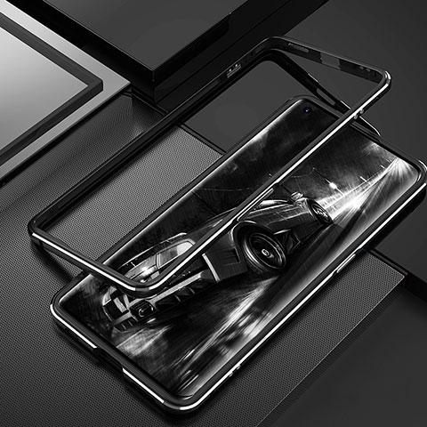 Handyhülle Hülle Luxus Aluminium Metall Rahmen Tasche T01 für Oppo Find X2 Schwarz