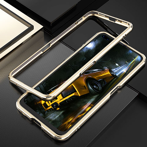 Handyhülle Hülle Luxus Aluminium Metall Rahmen Tasche T01 für Realme X50 Pro 5G Gold