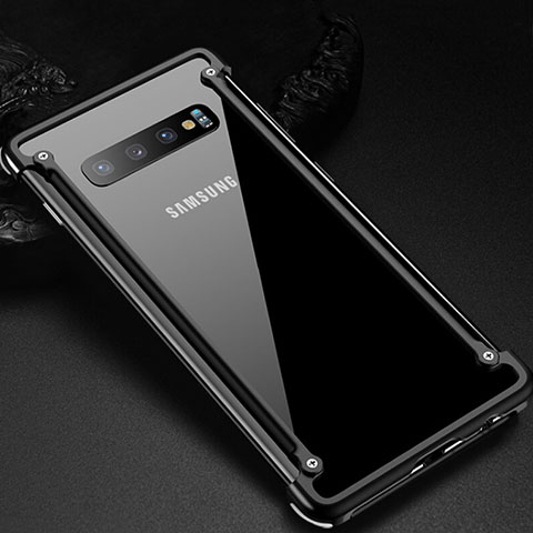 Handyhülle Hülle Luxus Aluminium Metall Rahmen Tasche T01 für Samsung Galaxy S10 5G Schwarz