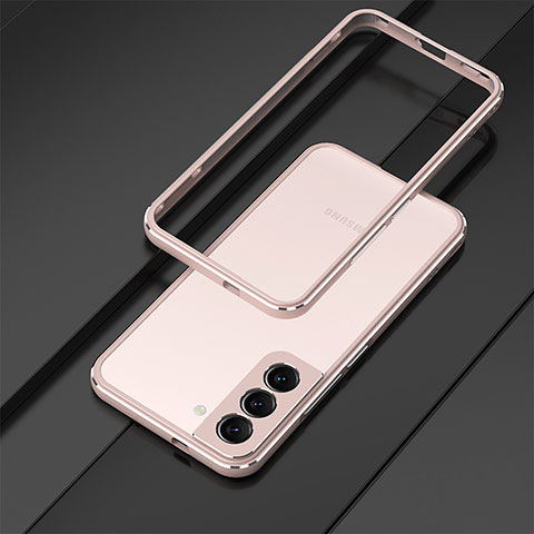 Handyhülle Hülle Luxus Aluminium Metall Rahmen Tasche T01 für Samsung Galaxy S21 Plus 5G Rosegold