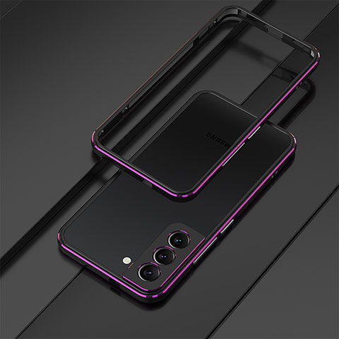 Handyhülle Hülle Luxus Aluminium Metall Rahmen Tasche T01 für Samsung Galaxy S21 Plus 5G Violett