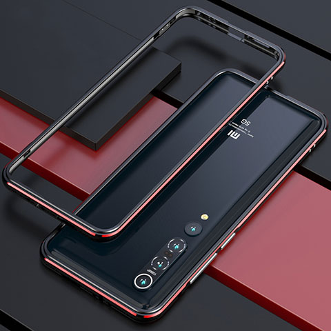 Handyhülle Hülle Luxus Aluminium Metall Rahmen Tasche T01 für Xiaomi Mi 10 Pro Rot und Schwarz