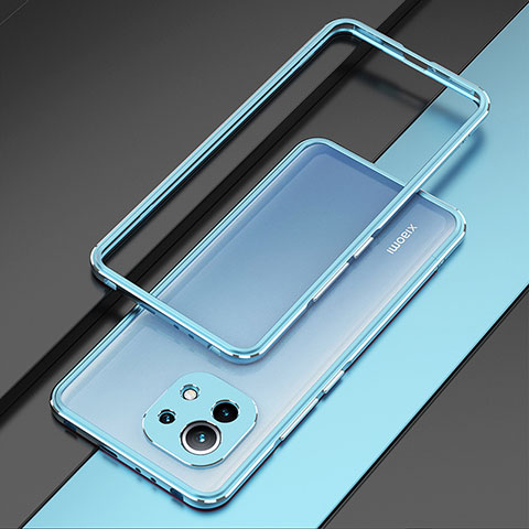 Handyhülle Hülle Luxus Aluminium Metall Rahmen Tasche T01 für Xiaomi Mi 11 Lite 5G Blau