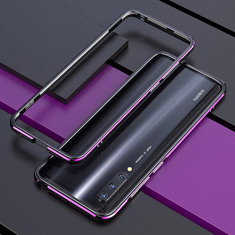 Handyhülle Hülle Luxus Aluminium Metall Rahmen Tasche T01 für Xiaomi Mi A3 Violett