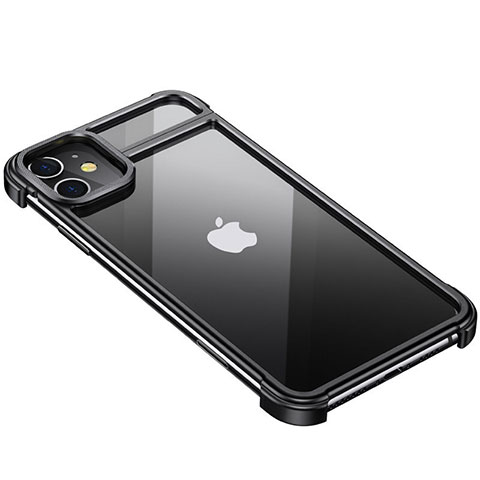 Handyhülle Hülle Luxus Aluminium Metall Rahmen Tasche T02 für Apple iPhone 11 Schwarz