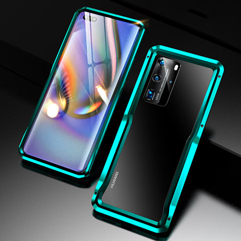 Handyhülle Hülle Luxus Aluminium Metall Rahmen Tasche T02 für Huawei P40 Pro Grün