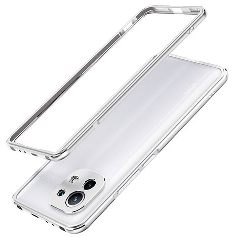 Handyhülle Hülle Luxus Aluminium Metall Rahmen Tasche T02 für Xiaomi Mi 11 5G Silber